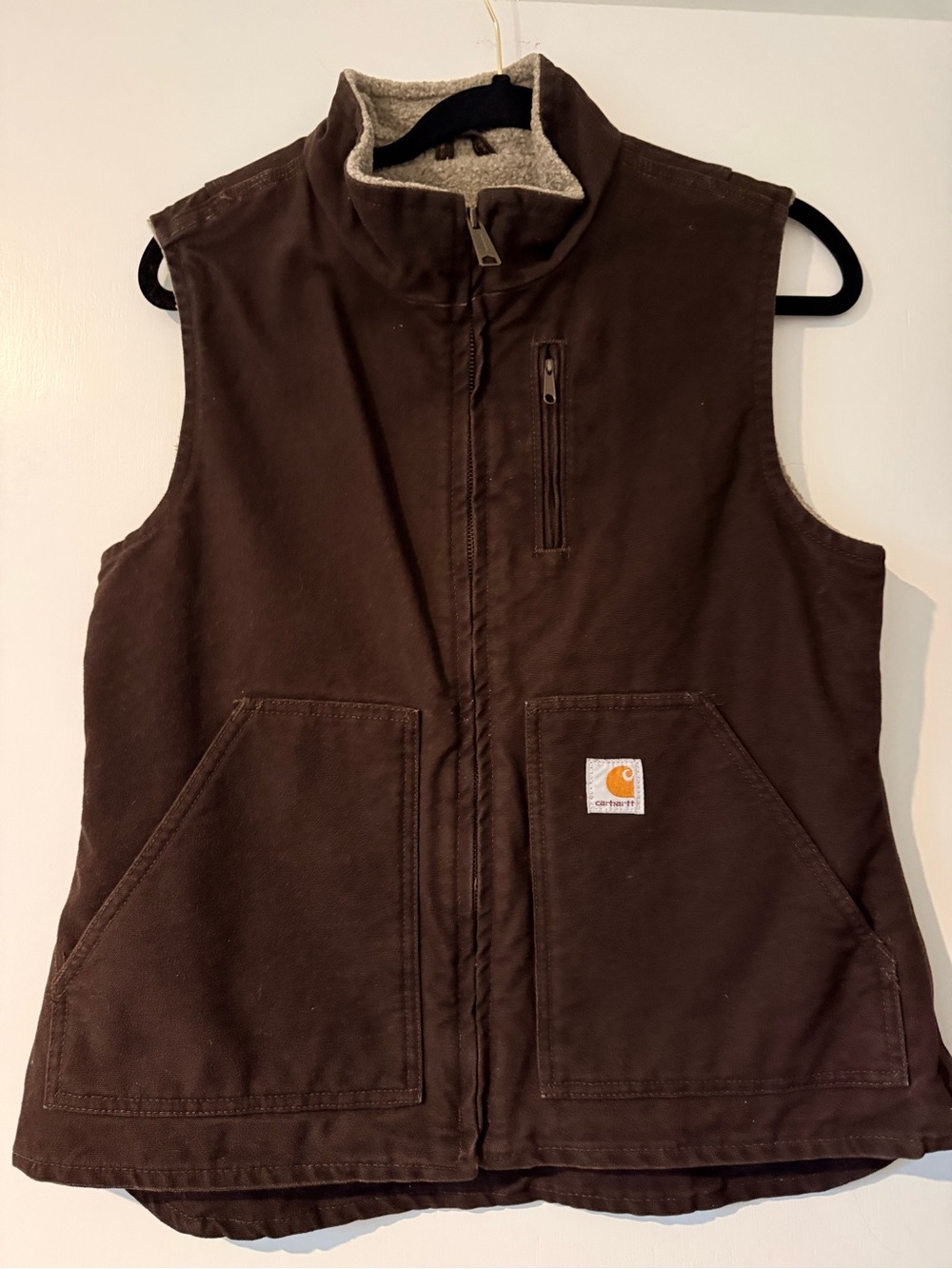 Womens Carhartt Dark Brown Work Vest with Sherpa Lining- S